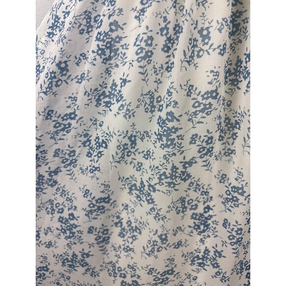 Women’s Aakaa Small White Maxi Dress with Blue Floral Pattern - Picture 5 of 7